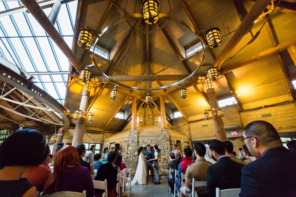 Wide shot of ceremony at a Bear Mountain Inn wedding