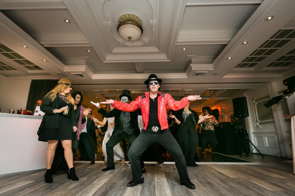 Michael Jackson impersonator and dancers for an article on how to plan a Halloween wedding