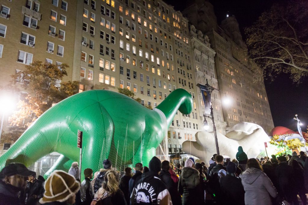 Balloon being inflated at the NYC Thanksgiving Parade Inflation Celebration