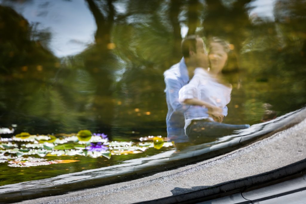 Engagement portrait in Bethesda Fountain in Central Park for an article on a Central Park lake proposal