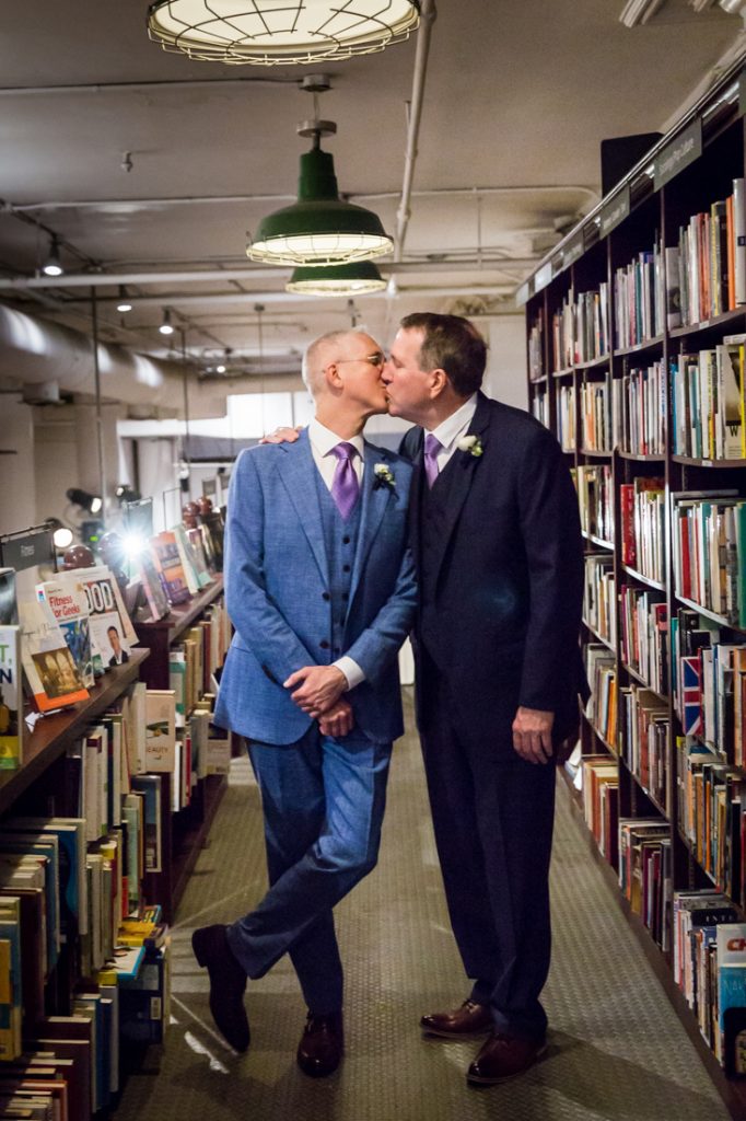 Two grooms at a Housing Works Bookstore Cafe wedding