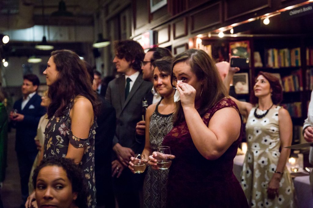 Guests crying at a Housing Works Bookstore Cafe wedding
