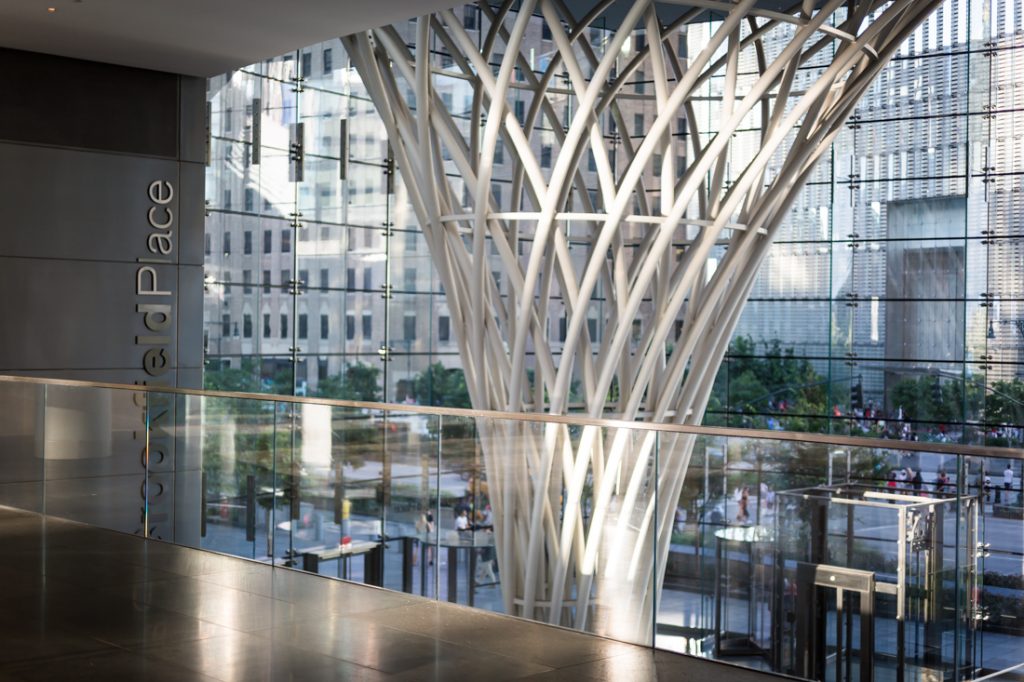 Interior of Brookfield Place for an article on public atriums as an option for NYC rainy day photo shoot locations