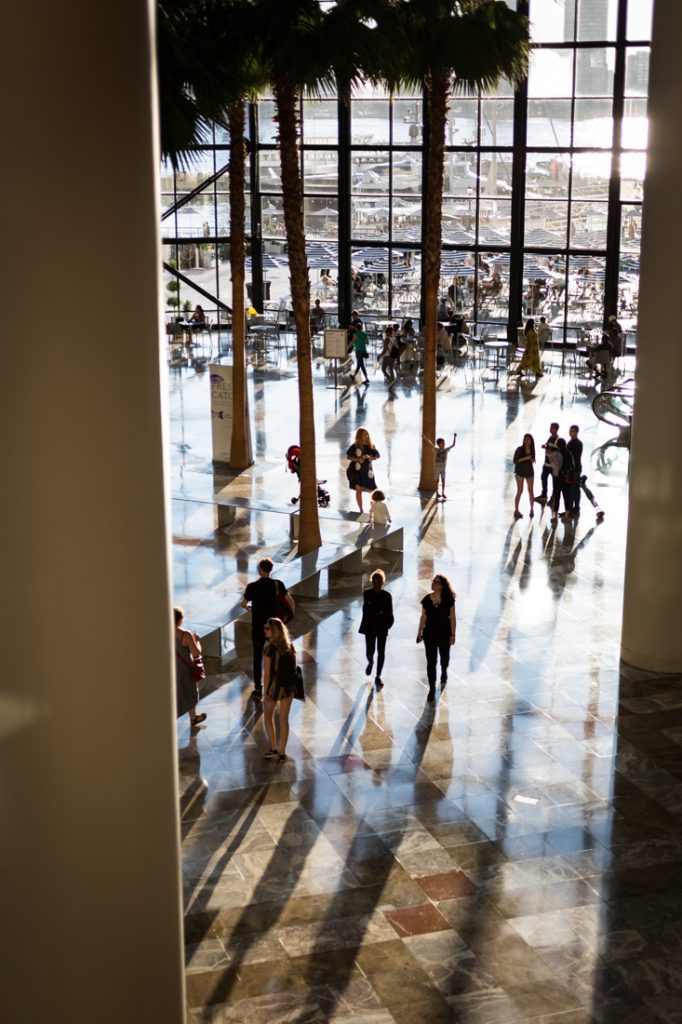 Interior of Brookfield Place for an article on public atriums as an option for NYC rainy day photo shoot locations