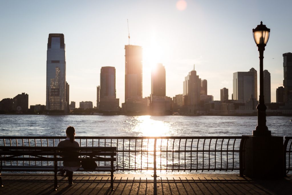 NYC waterfront for an article on public atriums as an option for NYC rainy day photo shoot locations