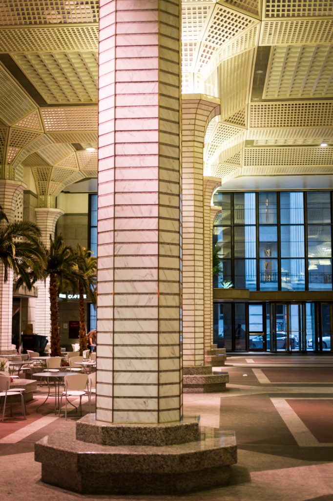 Interior of 60 Wall Street for an article on public atriums as an option for NYC rainy day photo shoot locations