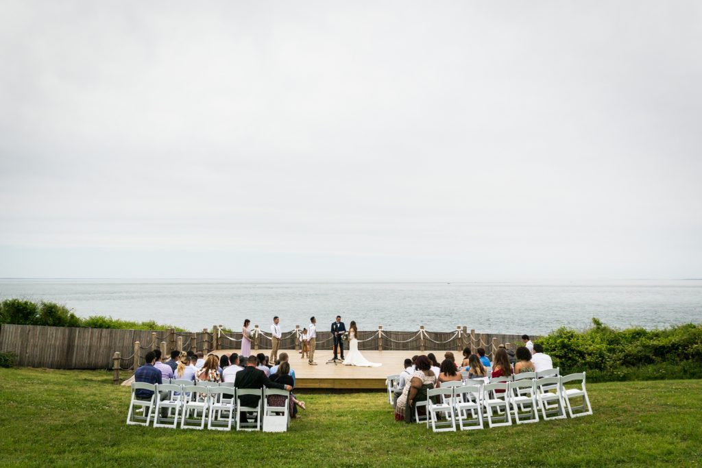 Wedding ceremony for an article on Montauk Lighthouse wedding tips