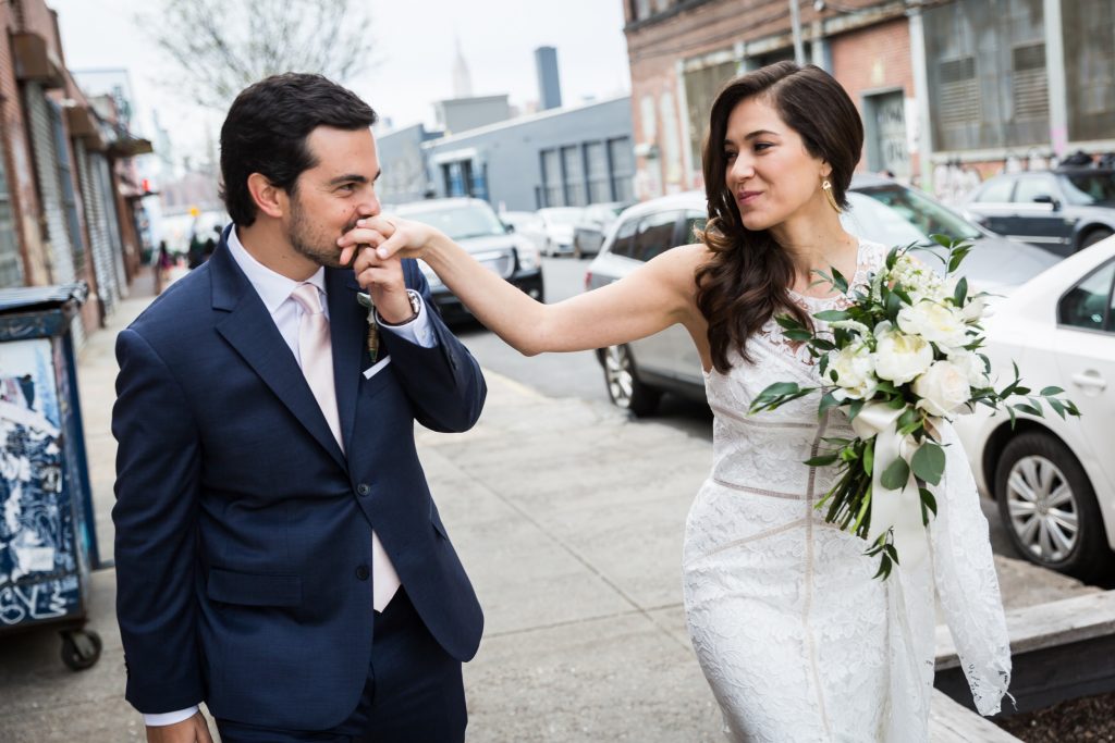 Bride and groom for an article on bouquet and garter toss alternatives