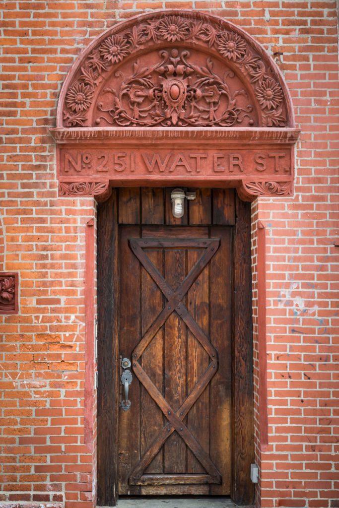 Doorway in South Street Seaport for an article on City Hall wedding portrait locations