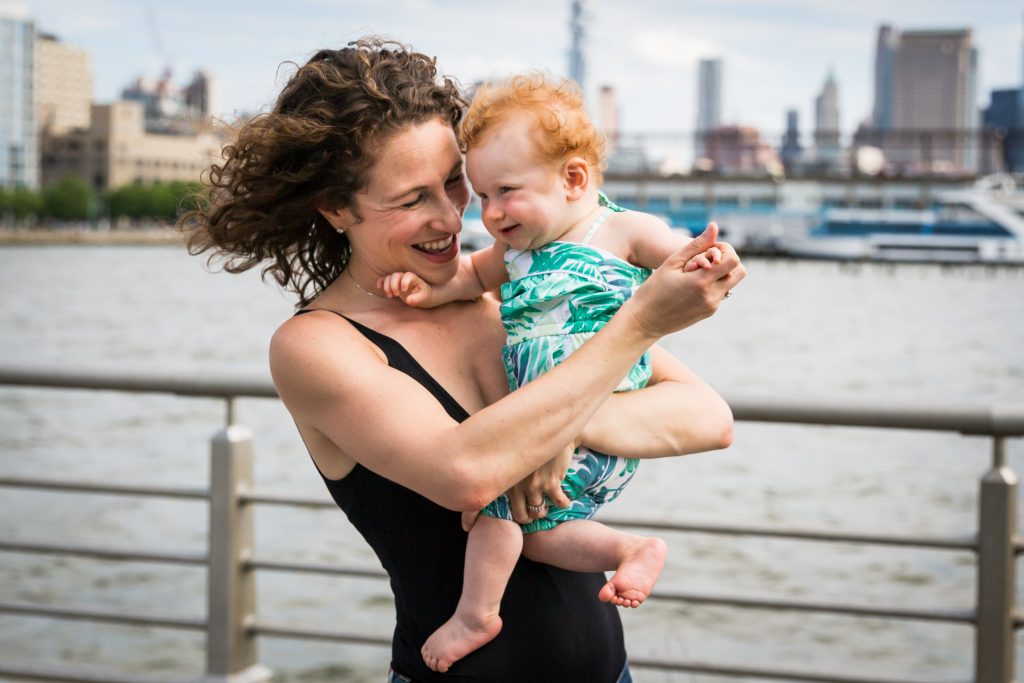 Smiling mother and child in a Hudson River Park Family Portrait