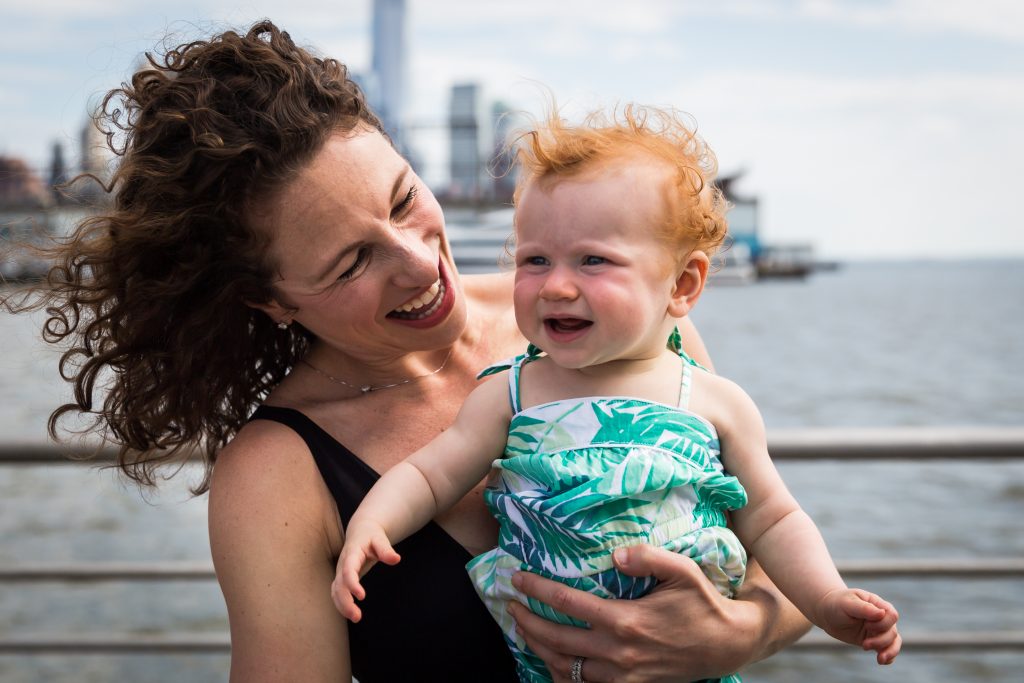 Smiling mother and child in a Hudson River Park Family Portrait