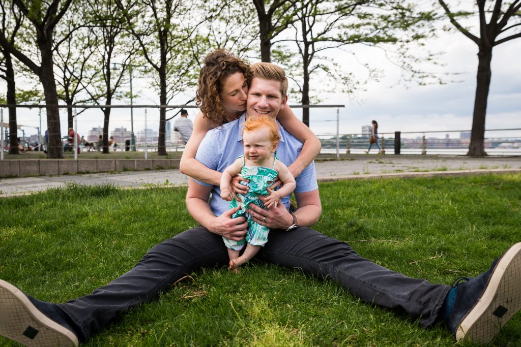 Smiling family in a Hudson River Park Family Portrait
