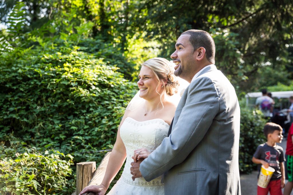 Bride and groom at a Bronx Zoo wedding