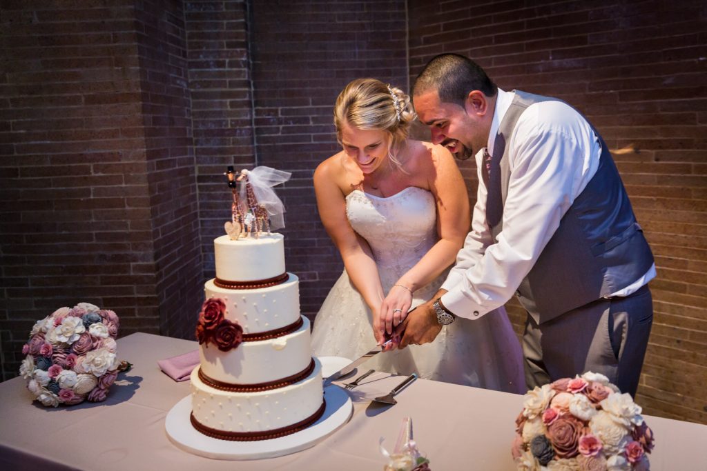 Cake cutting at a Bronx Zoo wedding
