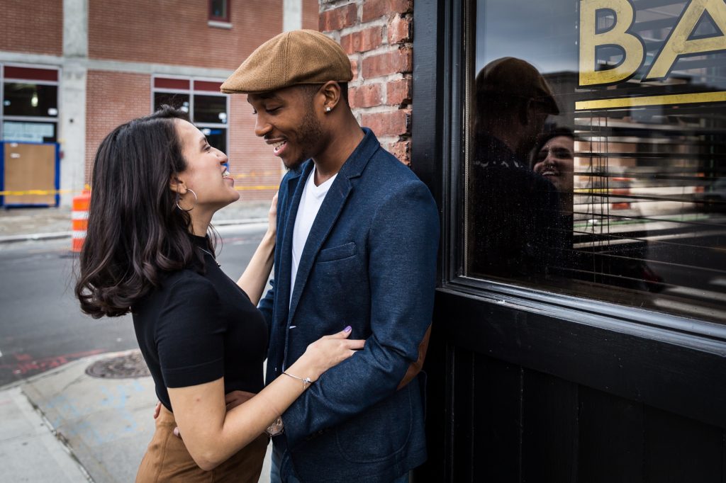 Couple during a Gantry Plaza State Park engagement portrait