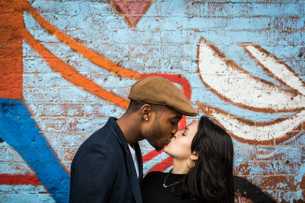 Couple during a Gantry Plaza State Park engagement portrait