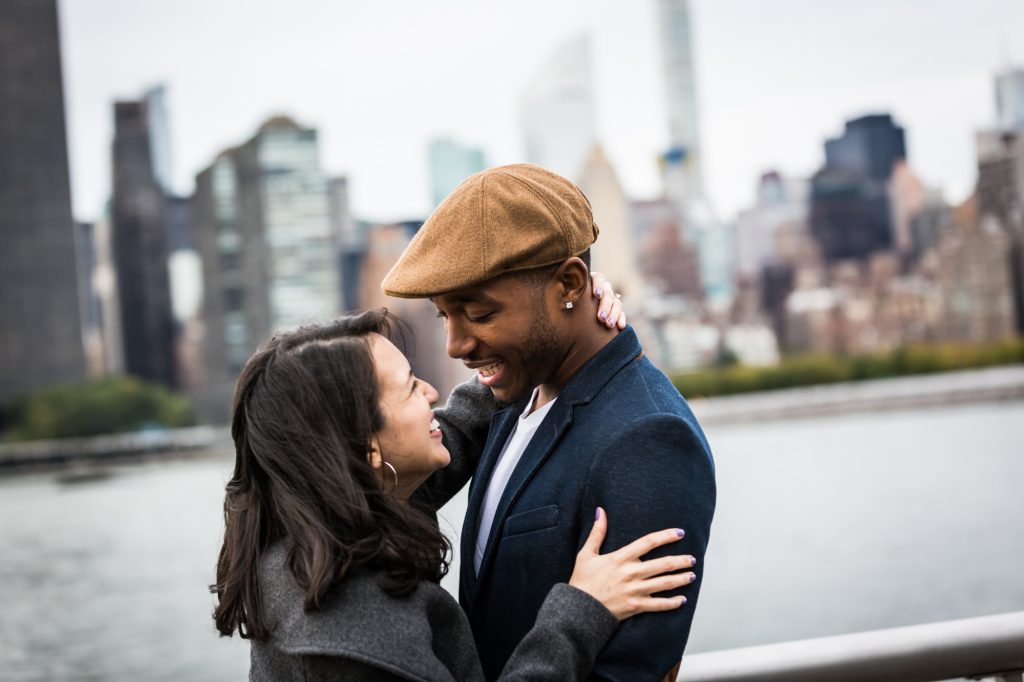 Couple during a Gantry Plaza State Park engagement portrait