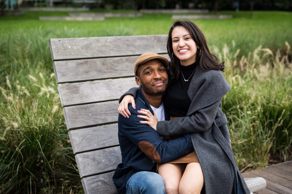 Couple during a Gantry Plaza State Park engagement portrait 