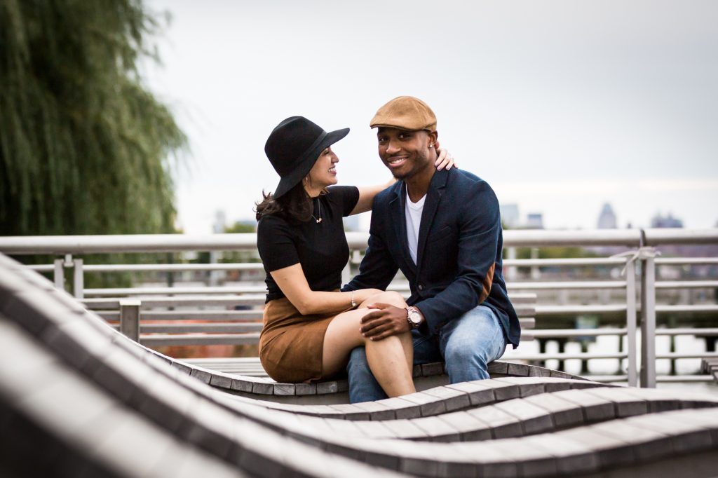 Couple during a Gantry Plaza State Park engagement portrait 