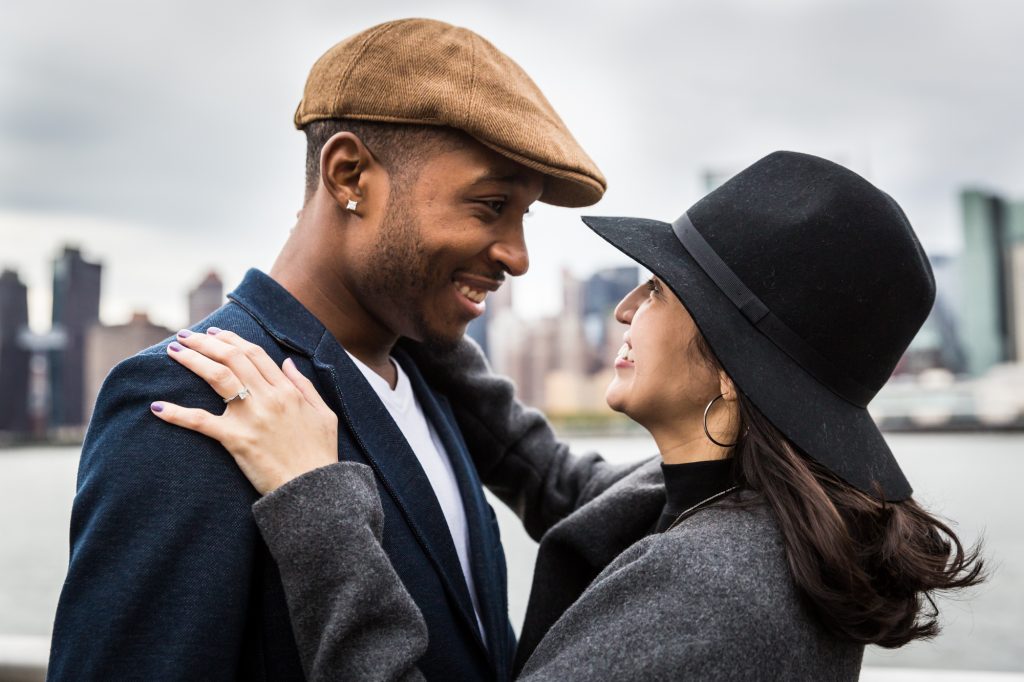 Couple during a Gantry Plaza State Park engagement portrait