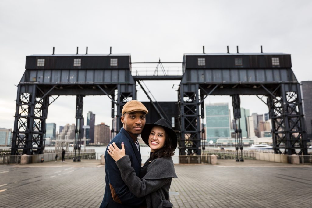 Couple during a Gantry Plaza State Park engagement portrait