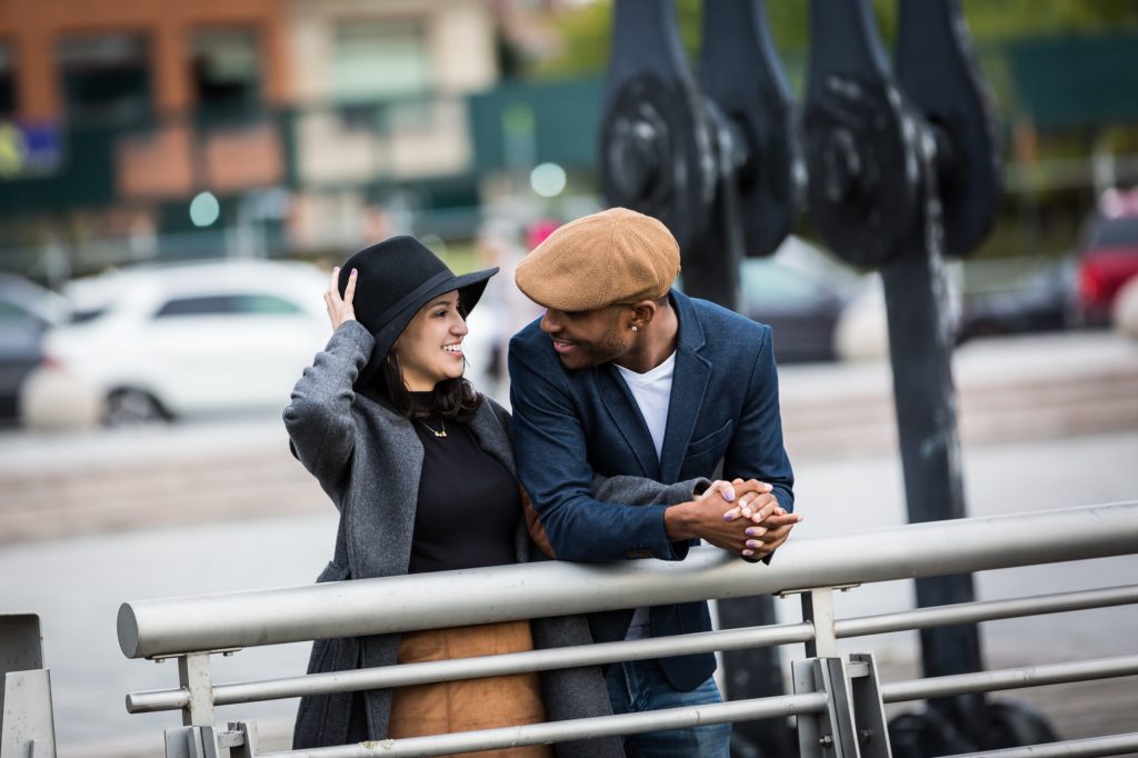 Couple during a Gantry Plaza State Park engagement portrait
