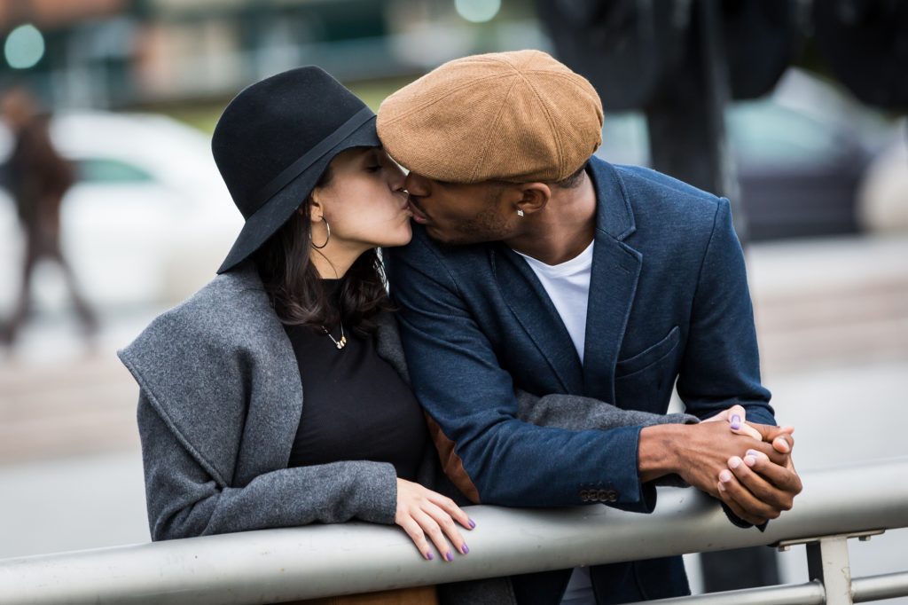 Couple during a Gantry Plaza State Park engagement portrait