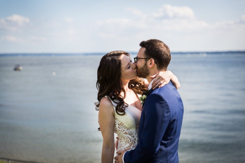 Bride and groom at a Larchmont Shore Club wedding