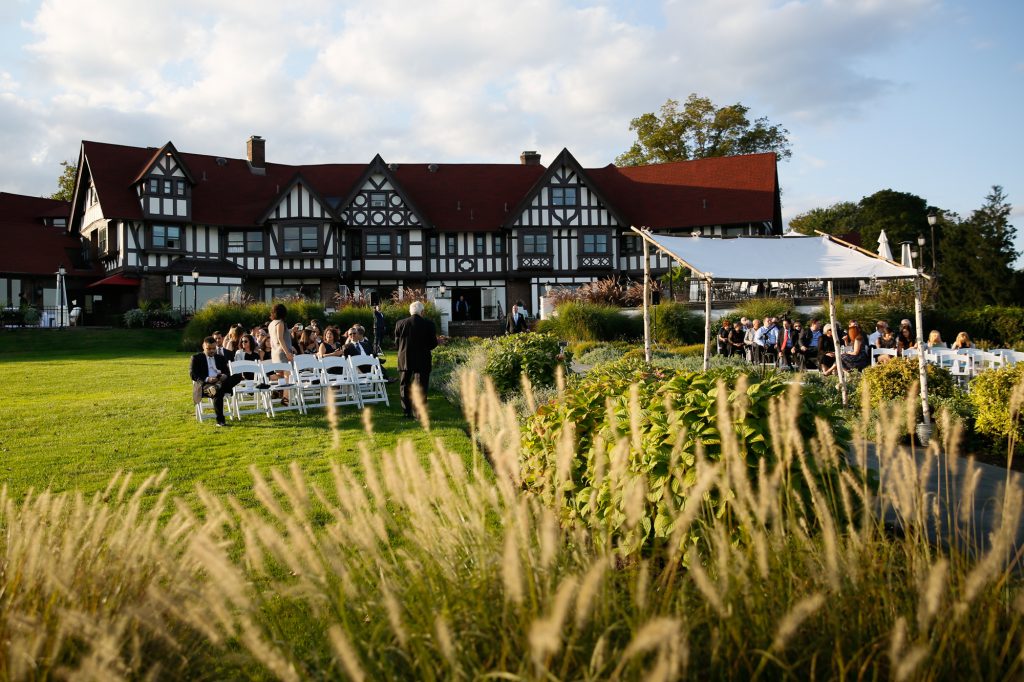 View of club house at a Larchmont Shore Club wedding
