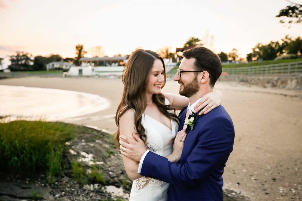 Bride and groom at a Larchmont Shore Club wedding