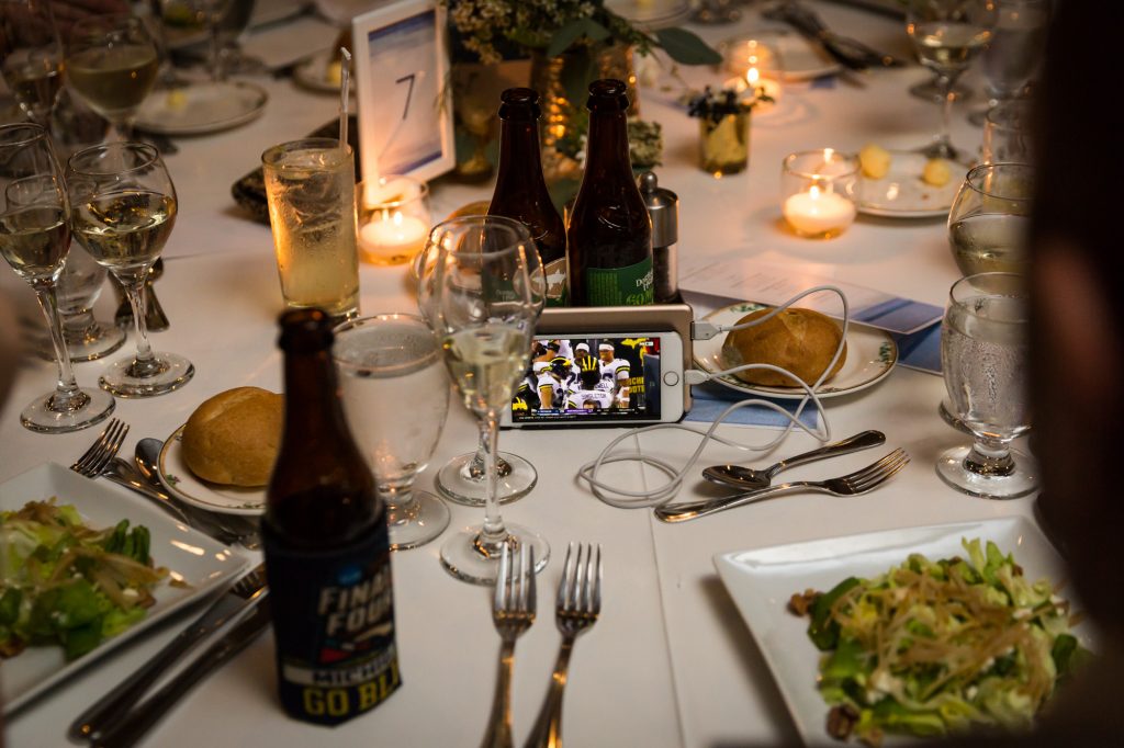 Cellphone playing football at a Larchmont Shore Club wedding