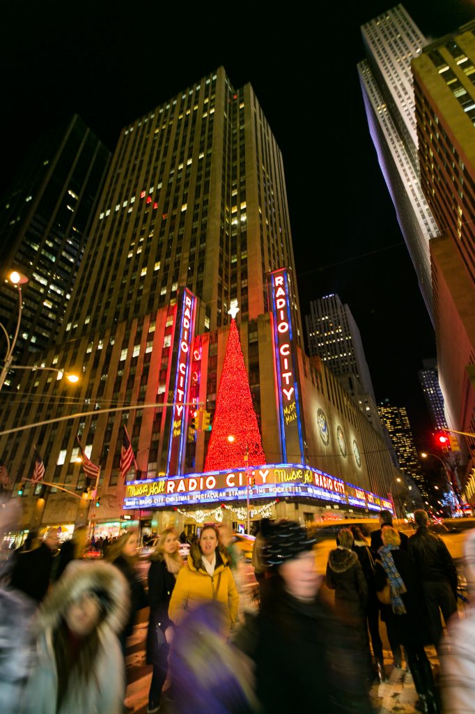 Radio City Music Hall at Christmas for an article on NYC holiday card location suggestions