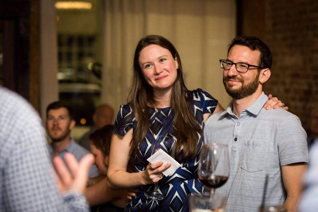 Toasts at a New Rochelle ketubah signing and rehearsal dinner