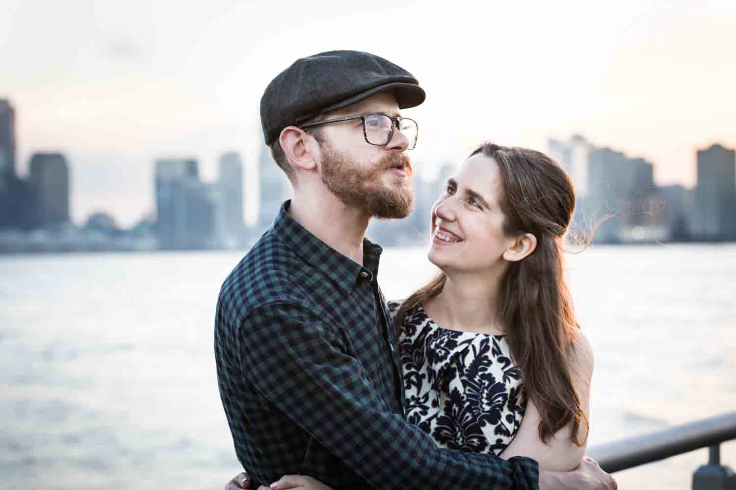 Couple standing in front of Hudson River