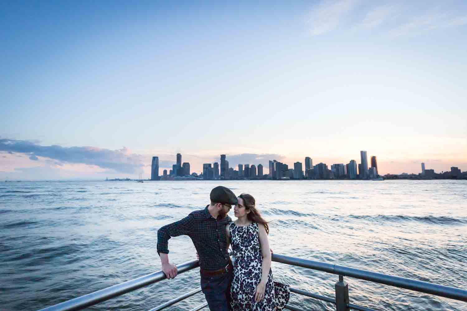 Couple standing in front of Hudson River