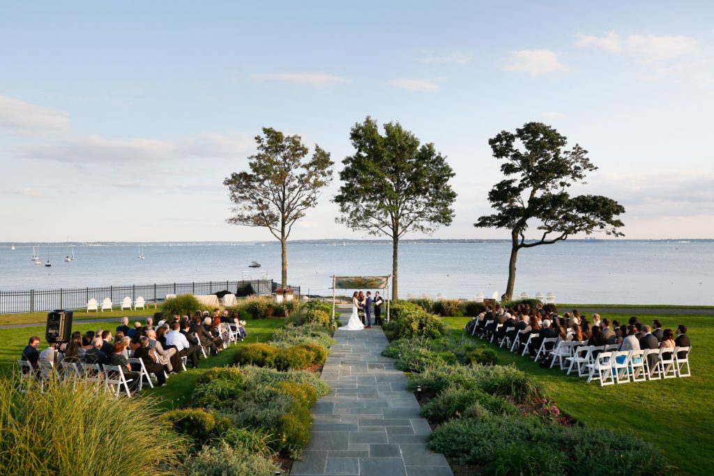 Wedding ceremony at a Larchmont Shore Club wedding