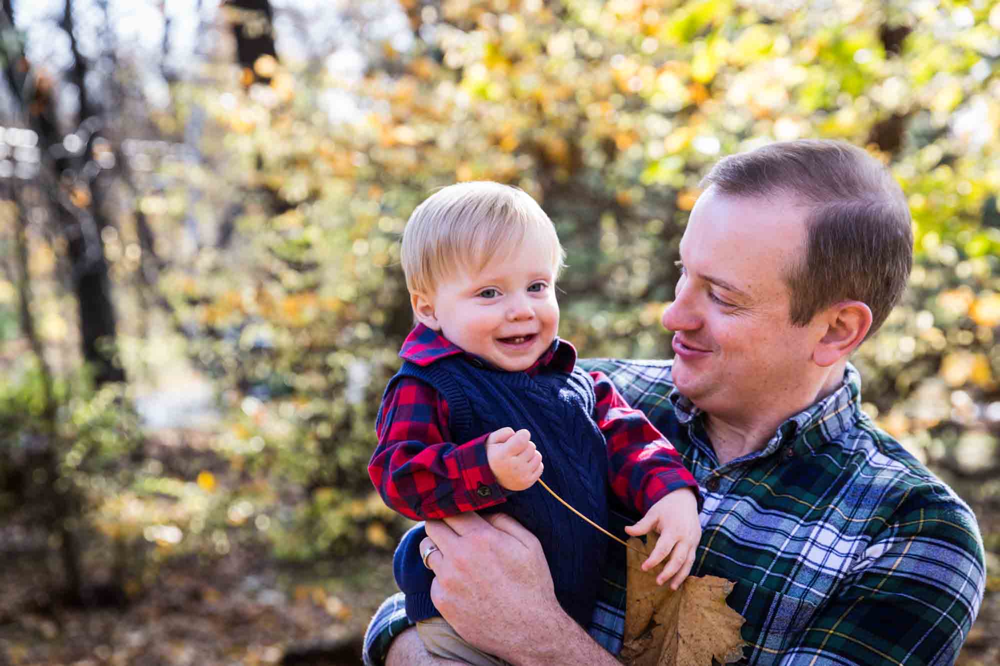 Father and son for article on how to get your kids to look into the camera