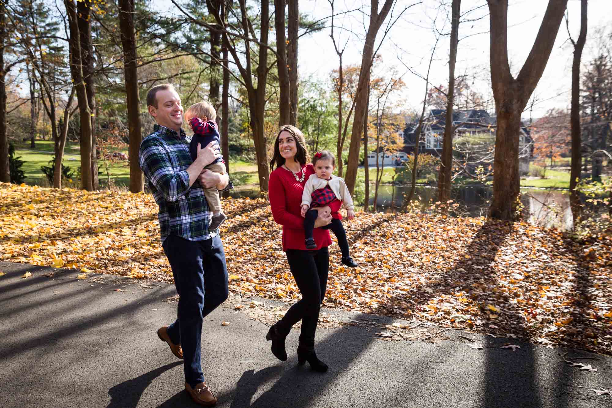 Family walking for article on how to get your kids to look into the camera