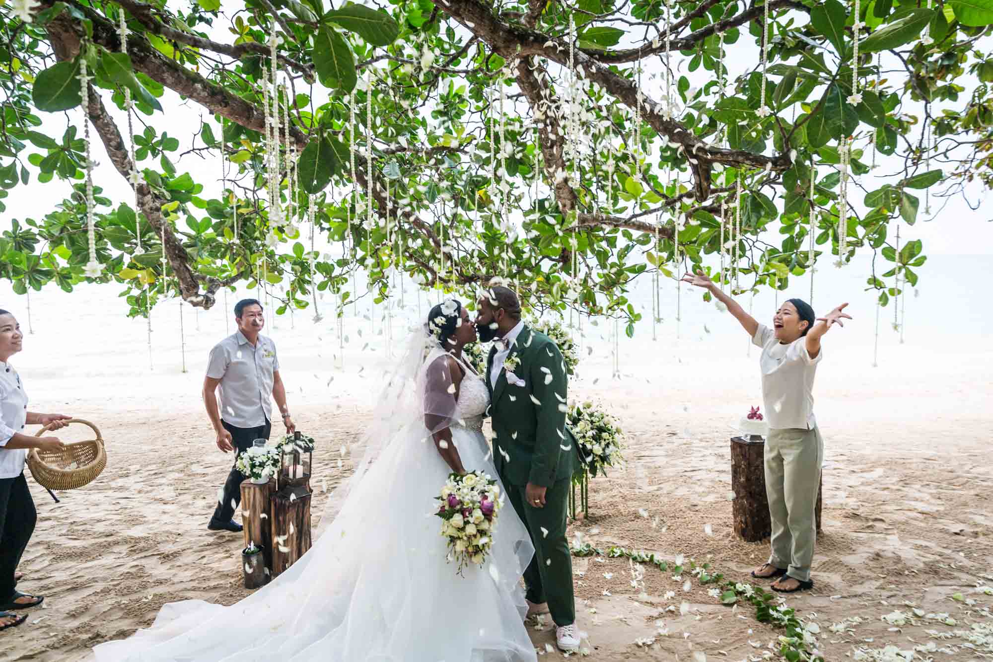 Wedding ceremony on a Thailand beach for an article on destination wedding planning tips