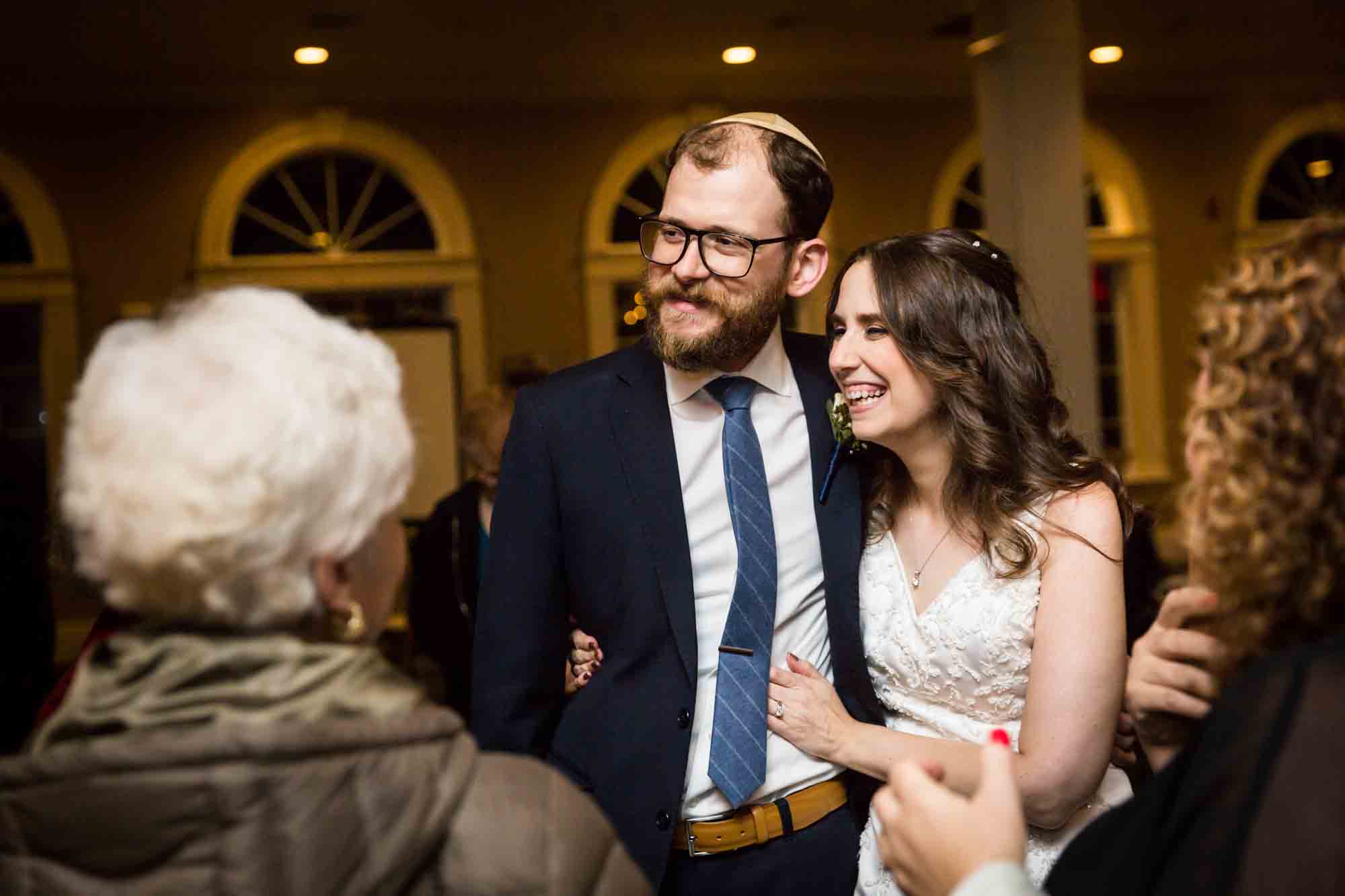 Bride and groom for an article on band vs DJ