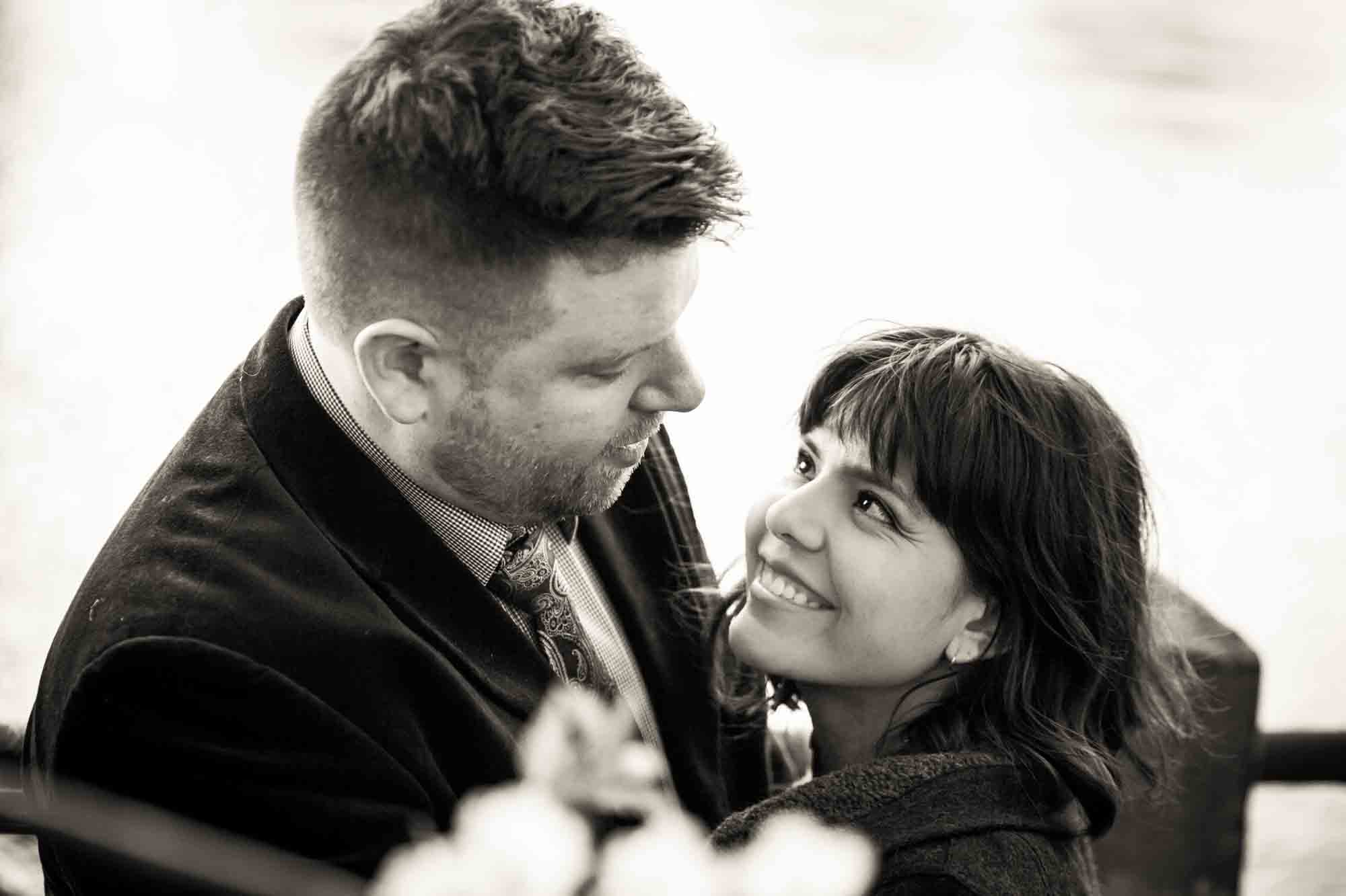 Roosevelt Island engagement portrait for an article on cherry blossom photo tips