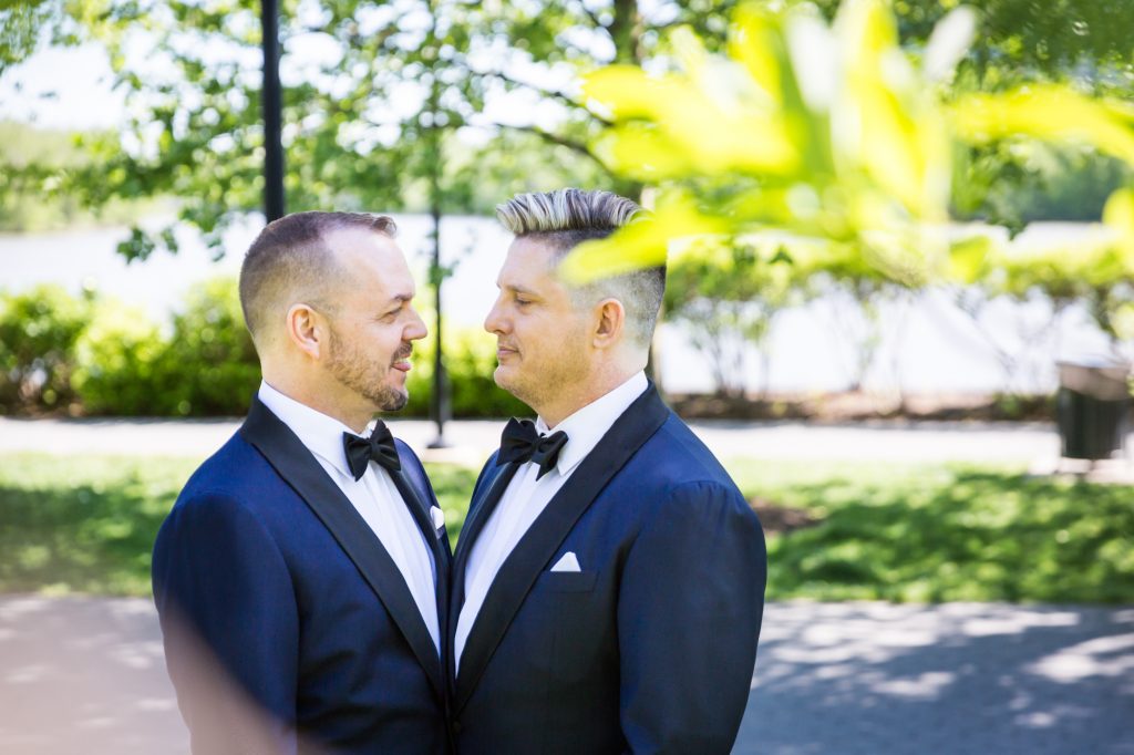 Portrait of groom and groom for a same sex wedding celebration in Washington DC