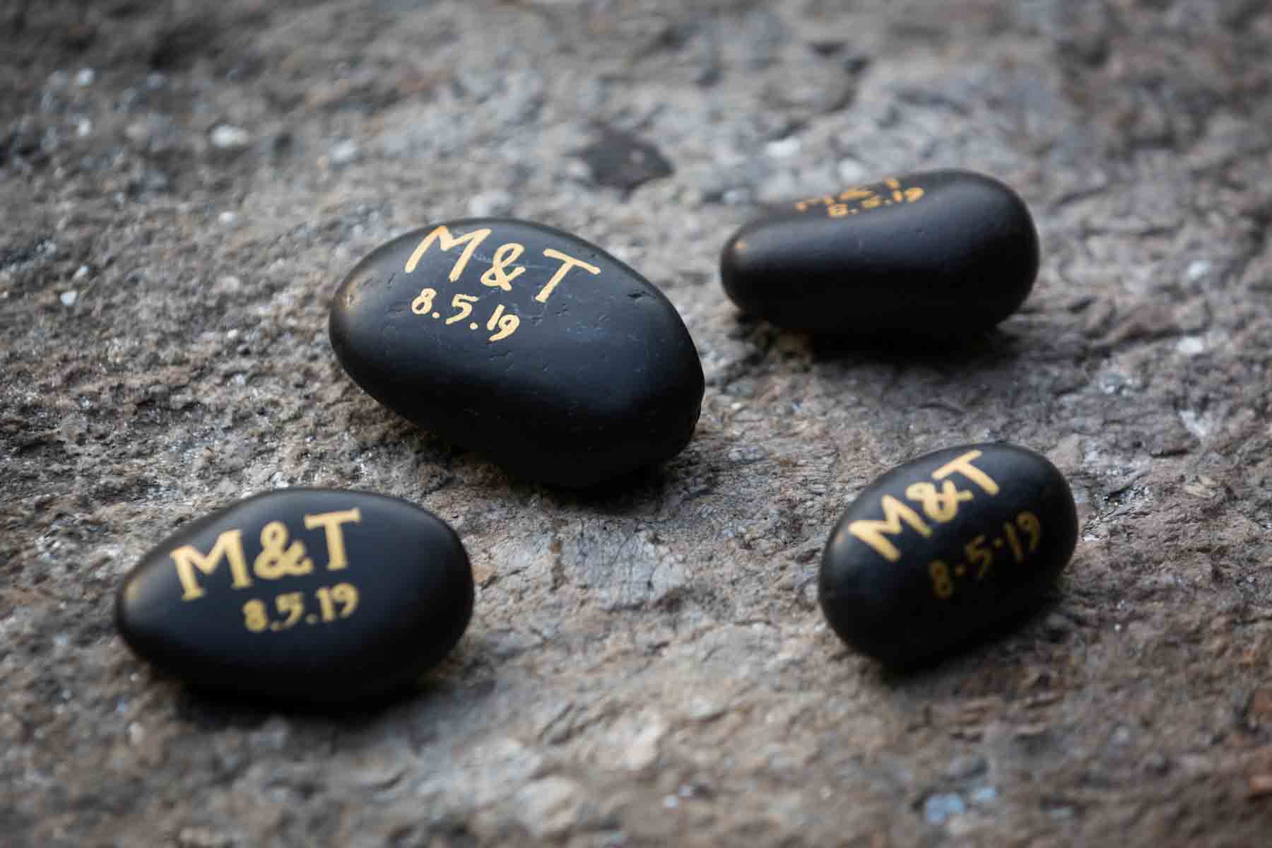 Engraved stones for an article entitled, ‘Do you need a permit to get married in Central Park?’