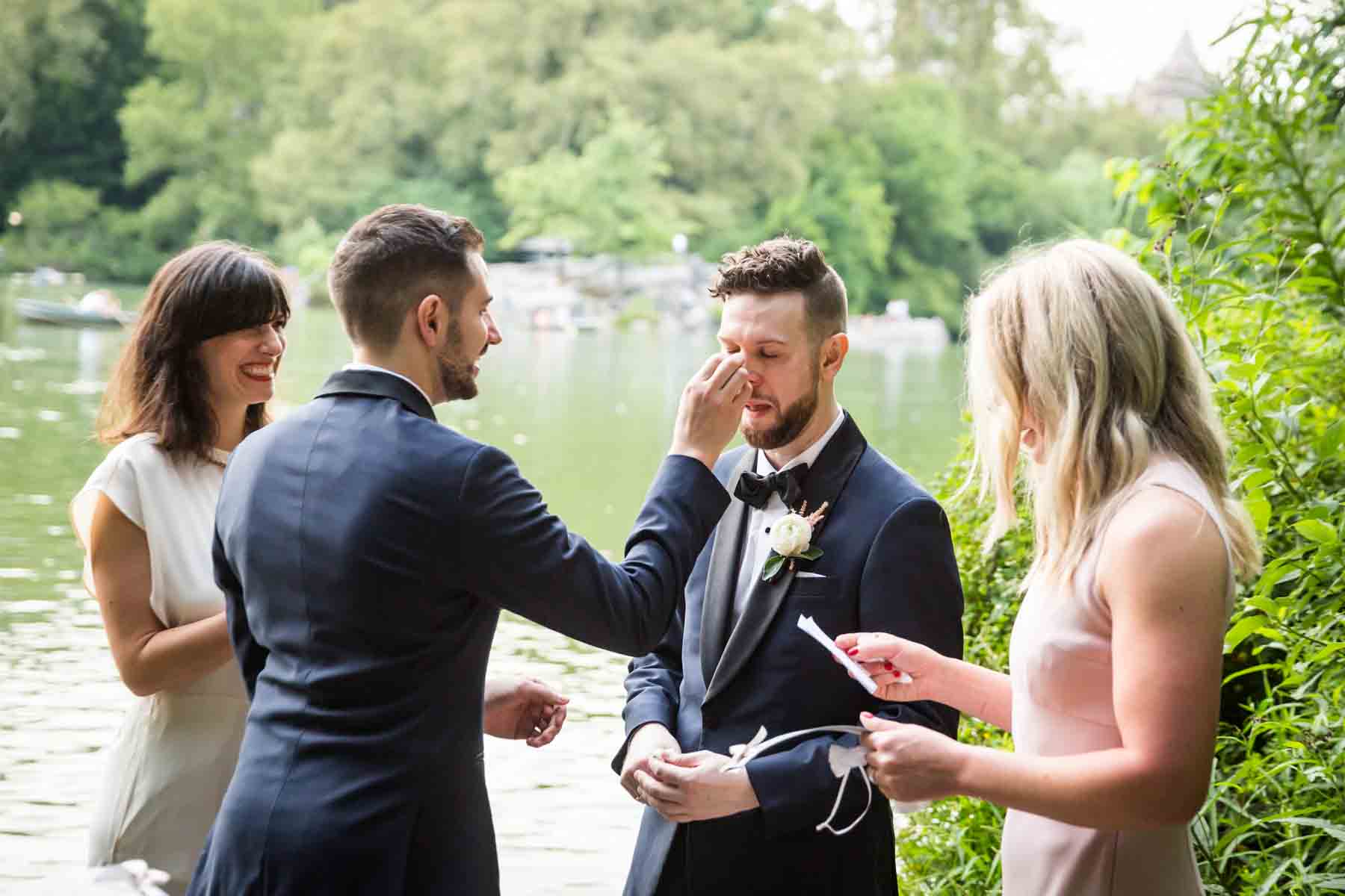 Groom crying for an article entitled, ‘Do you need a permit to get married in Central Park?’