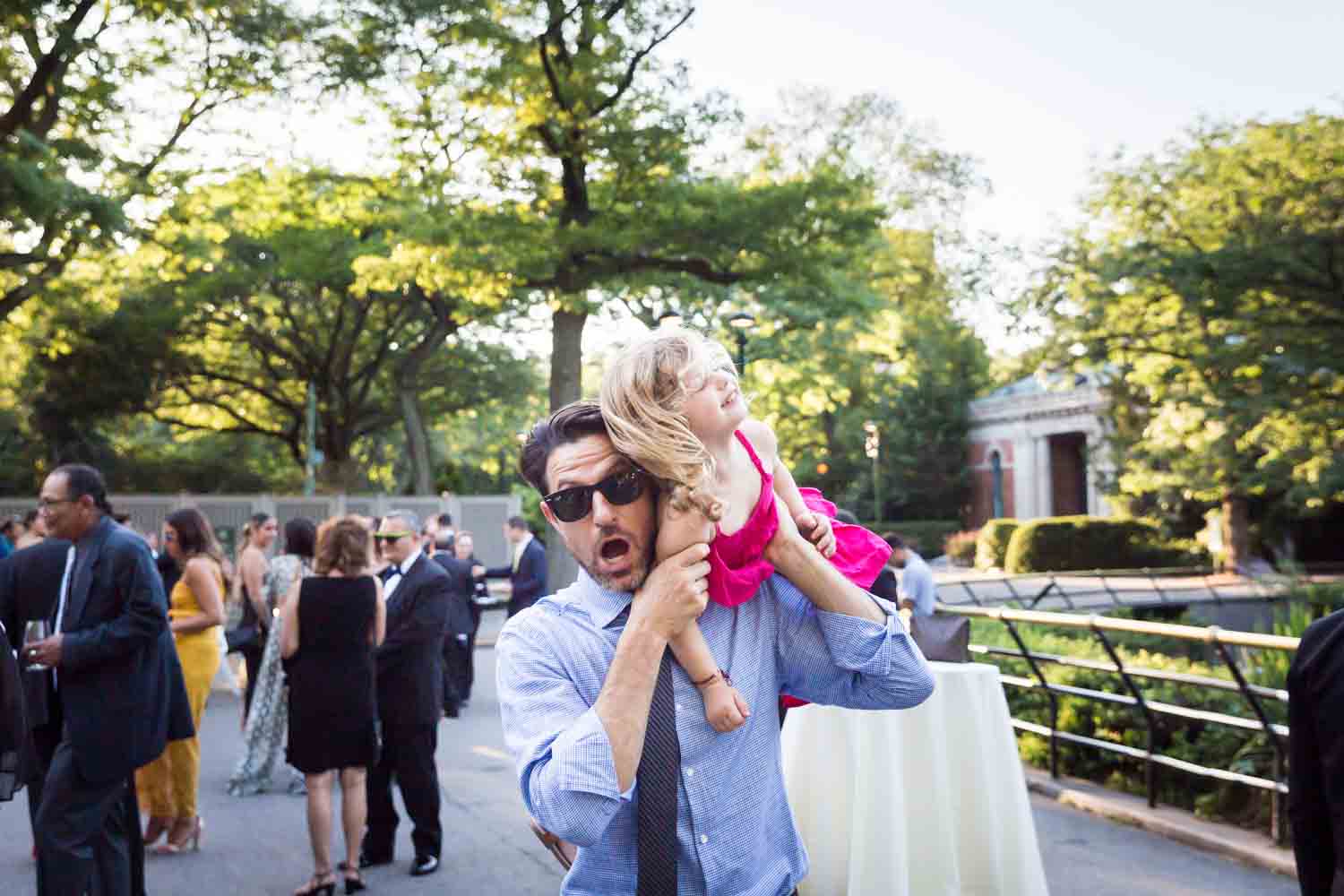 Guest and child for an article on Bronx Zoo wedding venue updates