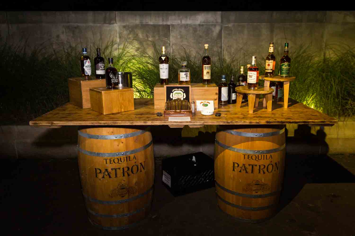 Whiskey tasting table for an article on Bronx Zoo wedding venue updates