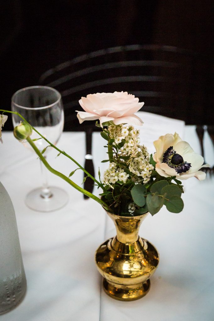 Vase and flowers at a Central Park Conservatory Garden wedding