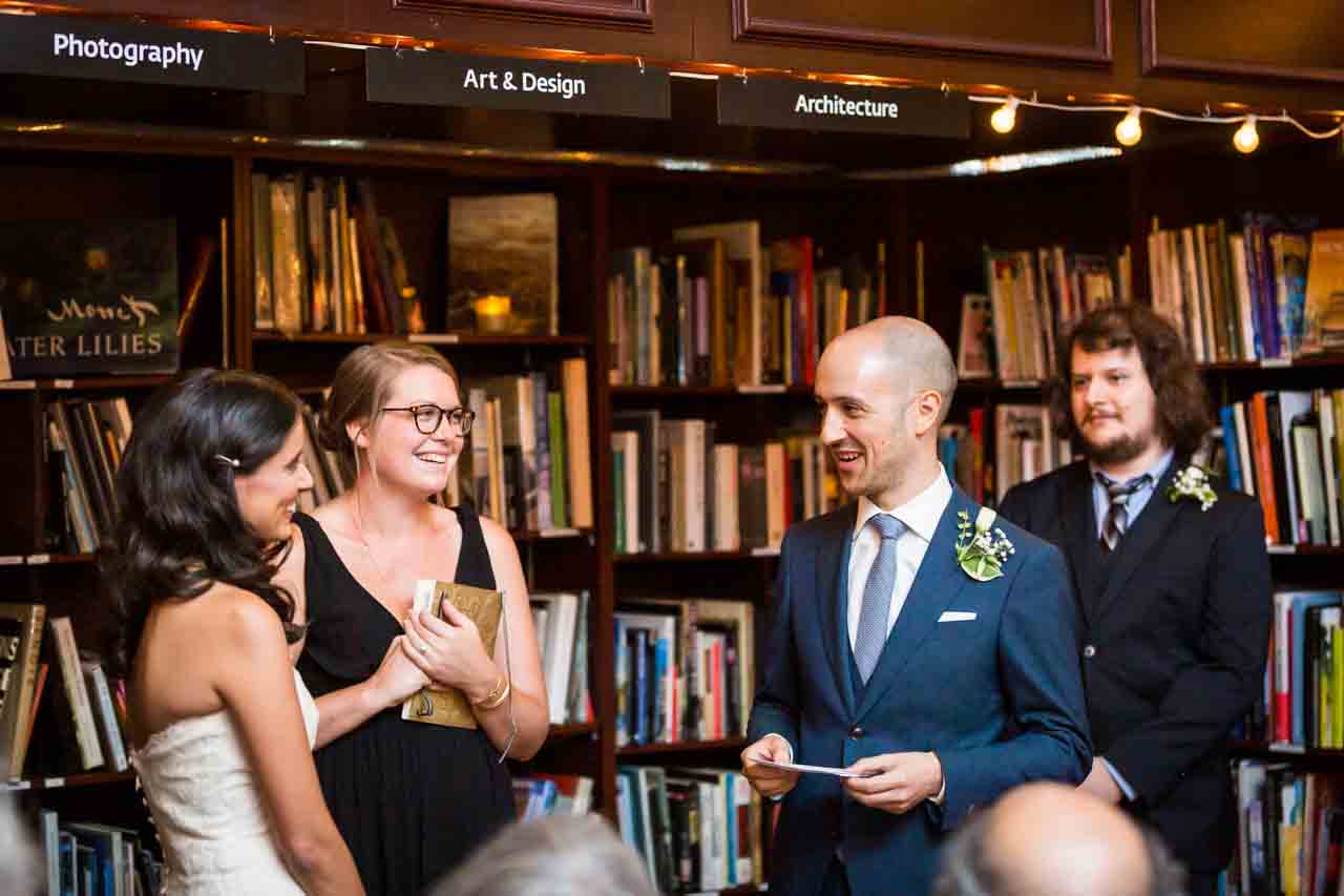 Groom saying vows for an article on non-floral centerpiece ideas