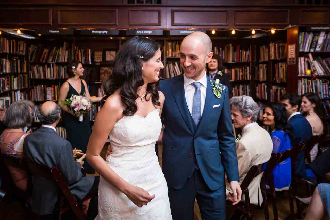 Bride and groom after ceremony for an article on non-floral centerpiece ideas