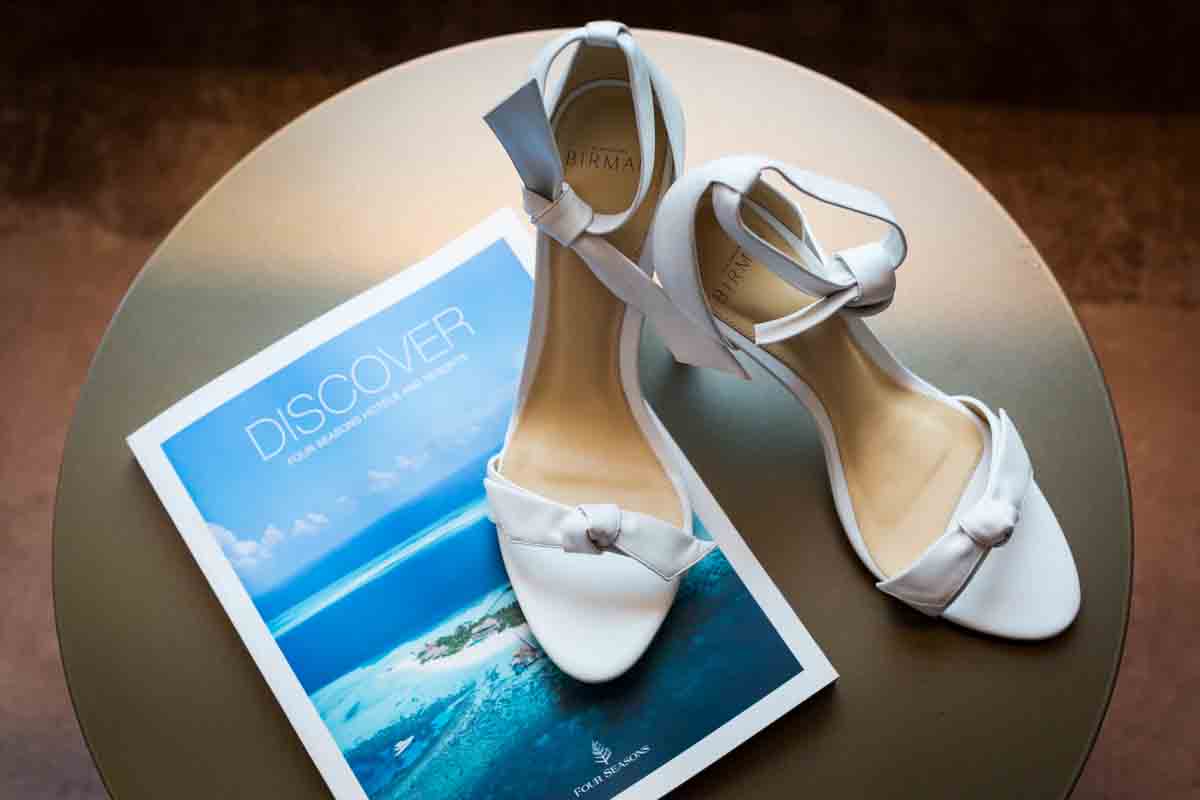 Bride's white sandals by Alexandre Birman 